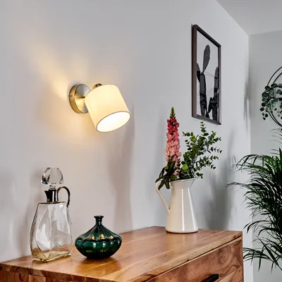 Produktbild von Costa »Costa« Wandlampe aus Metall/Stoff in Nickel-matt/Weiß