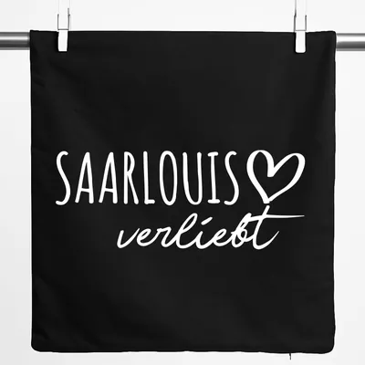 Produktbild von Huuraa Kissenbezug Saarlouis verliebt 40x40cm Black Baumwolle Dekokissenbezug Geschenkidee