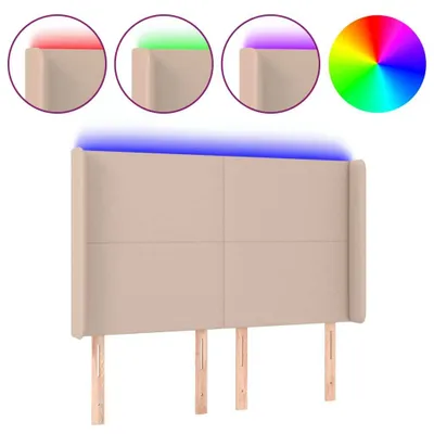 Produktbild von vidaXL LED Kopfteil Cappuccino-Braun 147x16x118/128cm Kunstleder
