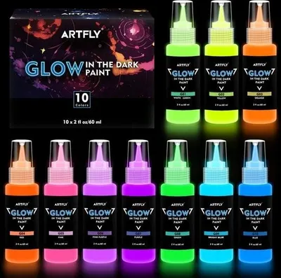 Immagine prodotto di Vernice fluorescente - Vernice acrilica fluorescente - Ideale per progetti di bricolage - 10 colori - 60 ml