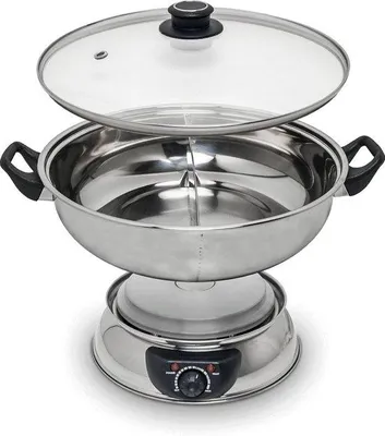 Produktbild von Elektrische Fondue-Set mit zwei Vakuum-Bechern - 4,5 Liter - Heißlöffel-Set mit separaten Bechern