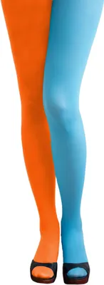 Produktbild von Oblique Unique y Strumpfhose für Damen 2-farbig blickdicht für Fasching Karneval - orange blau