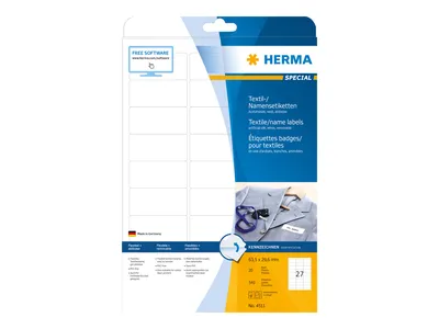 Image de Herma étiquettes nominatives SPECIAL repositionnables A4 63,5x29,6 mm blanc soie d'acétate