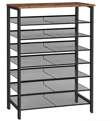 Schoenenrek 8 Ebenen, 100x30x137 cm, für 32-40 Paar, Metall, braun-schwarz