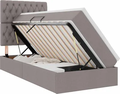 Produktbild von LED-Speicherbett mit Matratze Taupe 100 x 200 cm Stoff