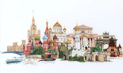 Produktbild von Thea Gouverneur Kreuzstich Stickpackung "Moskau Aida", Zählmuster, 79x50cm
