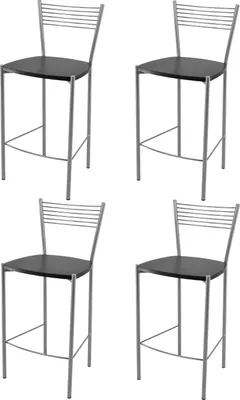 Zdjęcie produktu dla t m c s Tommychairs - Zestaw 4 nowoczesnych stołków barowych ELEGANCE do kuchni i jadalni, solidna rama wykonana z lakierowanej stali w kolorze aluminium, siedzisko wykonane z drewna w kolorze lakierowanego drewna wenge