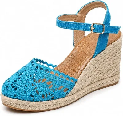Produktbild von Damen-Sommersandalen mit Keilabsatz, Knöchelriemen, elegantem Keilabsatz, Obermaterial in Spitzenoptik, bequeme Schuhe für Urlaub und Freizeit, 100% polyester, Orange, 41