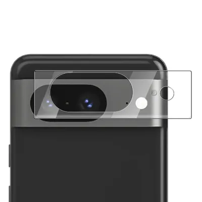 A close-up shot of a smartphone's camera lens protector applied to the rear camera module.
