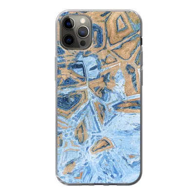 Produktbild von MuchoWow® Handyhülle Schutzhülle Hülle für iPhone 12 Pro Max Marmor - Farbe - Gold - Blau Silikon Softcase Handy Hülle - Hartschale