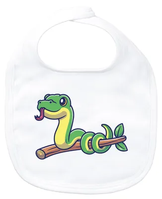 Produktbild von Huuraa Baby Lätzchen Schlange Comic White Klettverschluss  Baumwolle Latz Geschenkidee