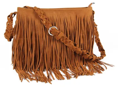 Productafbeelding van Solidchoice - Vintage Suede Schoudertas met Franje