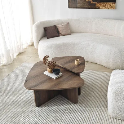 Produktbild von Skye Decor, Kaffeetisch Set (2 Teile), Walnuss, 90 x 35 x 60 cm & 60 x 40 x 40 cm | 100% melaminbeschichtete Spanplatte, 18 mm dick | Modernes Design für stilvolle Wohnräume.