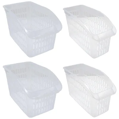 Produktbild von 4er Set Aufbewahrungskorb Transparent Schrankkorb Regal Organizer Aufbewahrungsbox Ordnungskorb Kunststoff