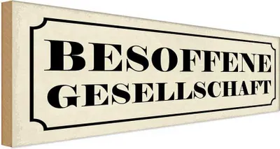Produktbild von vianmo Holzschild 10x27 cm besofene Geselschaft Dekoration