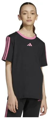 Produktbild von Adidas – Kinder-T-Shirt mit kurzen Ärmeln, Modell Essentials 3-Streifen, Boyfriend-Schnitt. Adidas Kids – Kurzarm-T-Shirt Essentials 3-Streifen, Boyfriend-Schnitt