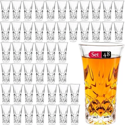 Image de Verres à schnaps avec fond épais, 60 ml, en verre sans plomb, adaptés au lave-vaisselle, lot de 48