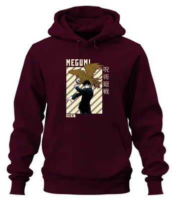 Immagine prodotto di MEGUMI Jujutsu Kaisen 呪術廻戦 Fushiguro Shikigami Anime Estetica Unisex Felpa con cappuccio, Borgogna, XXL