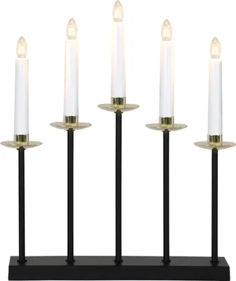 Produktbild von LED Kerzenhalter ,Greta', 5-flammig, E10 Leuchtmittel, schwarz-gold, warmweiß, H 37cm, B 31cm