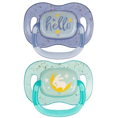Produktbild von Canpol babies Silikon Schnuller symmetrisch NightGlow Blau 6-18 m 2 St. 34/943_blu