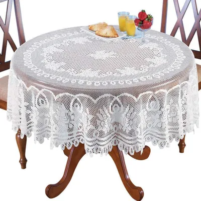 Obrázok produktu pre Obrus, čipka, kvetinový vzor, biela, polyester, obdĺžnikový, 228 x 180 cm