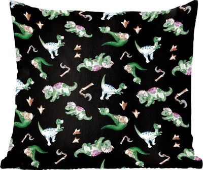 Produktbild von MuchoWow® Zierkissen Sofakissen Wohnzimmer Dekokissen 40x40 cm Kinderzimmer - Schwarz - Dinosaurier - Jungen - Mädchen - Kinder - Foto Kissen - Schlafzimmer Dekoration