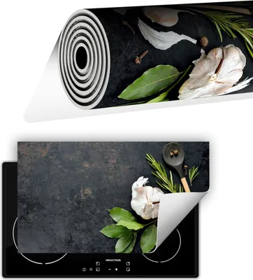 Produktbild von Herdabdeckplatte abdeckung Glaskeramikkochfeld abdeckplatte 90x52 cm Anti Rutsch Matte Aufrollbar, Gewürze Schiefer