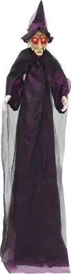 Productafbeelding van Halloween-decoratie: pratende heks, paars, 216 x 125 cm, polyester