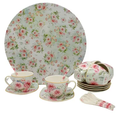 Image de Service à thé de luxe Home Elements, Rose