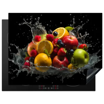 Produktbild von KitchenYeah© Herdabdeckplatte Obst - Apfel - Orange - Rote Früchte - Wasser , 77x59cm, Küche Deko, Glaskeramikkochfeld Herdabdeckung, Abdeckplatte fùr Kochfeld