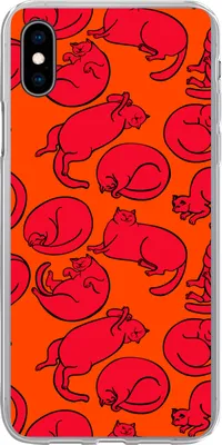 Produktbild von MuchoWow® Handyhülle Schutzhülle Hülle für Telefoonhoesje iPhone Xs Muster - Katze - Orange - Jungen - Mädchen - Kinder - Kind Silikon Softcase Handy Hülle - Handytasche