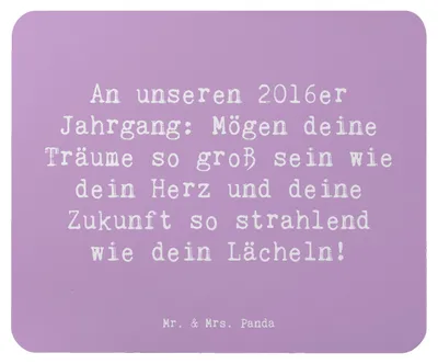Produktbild von Mr. & Mrs. Panda Mauspad Spruch 2016 Geburtstag Glückwunsch - Lavendeltraum - Geschenk, Alter, Geburtstagsgeschenk, liebevolle Designs, Mouse Pad, Zukunft, mousematte