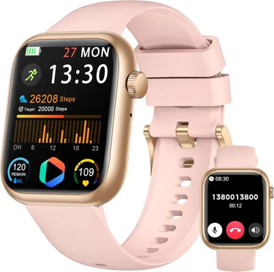 Produktbild von Smartwatch Damen Herren, 1.83" HD Schrittzähler/Blutdruckmessung/Pulsuhren/Telefonfunktion, Schlaftracker, 120+ Sportmodi, IP68 Wasserdicht Fitnessuhr