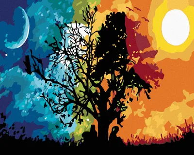 Produktbild von Zuty - Malen nach Zahlen - BAUM NACHT UND TAG, 40x50 cm, ohne Keilrahmen