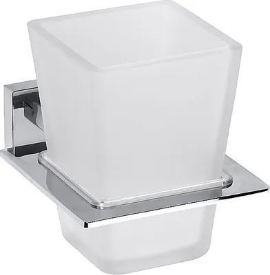 Produktbild von BASA Glashalter mit Glas Messing Milchglas Chrom 85x100x120 mm für Bad & WC >> zum Bohren