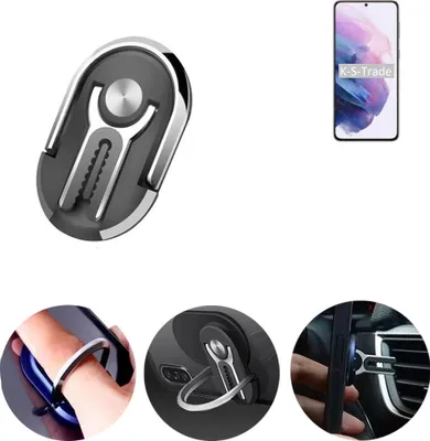 Produktbild von K-S-Trade 3in1 Smartphone-Ring Handy-Ring kompatibel mit Samsung Galaxy S21+ 5G SD888 Fingerhalterung Handyring Tischständer