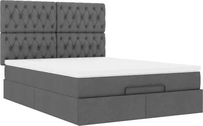 Produktbild von Ottoman-Bett mit Matratze Dunkelgrau 140x200 cm Stoff