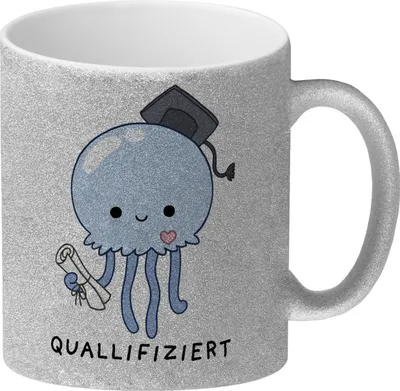 Produktbild von Jelly & Friends Qualle Glitzer-Kaffeebecher mit Spruch Quallifiziert
