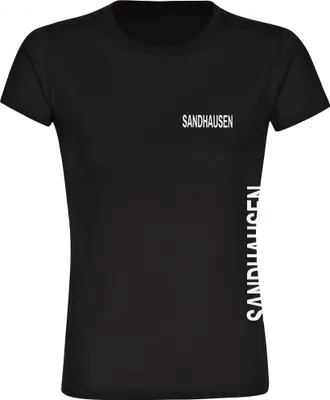 Produktbild von multifanshop Damen T-Shirt - Sandhausen - Brust & Seite, schwarz, Größe L