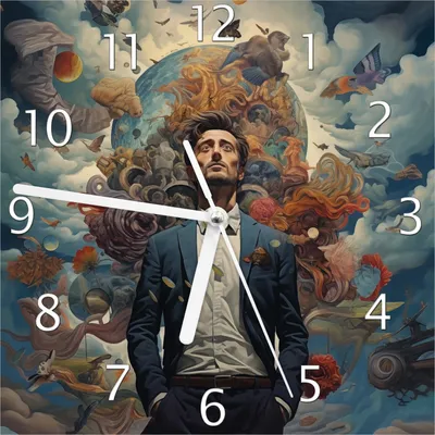 Produktbild von Wallario Design Wanduhr Gedankenuniversum aus Echtglas, Größe 20 x 20 cm