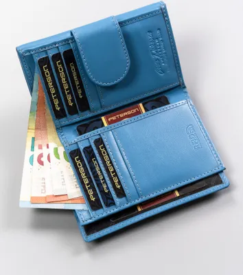 Produktbild von Peterson | Mittlere Brieftasche, mit Lederverschluss, für Damen, Blau, 9x13 cm