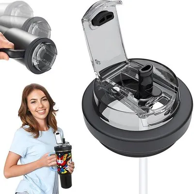 Produktbild von Lid voor 40 oz Trinkbecher, abdichtend, wasserdicht, staubeständiges, wiederholbar verwendbares Deckel (schwarzes Deckel für 40 oz Trinkbecher)