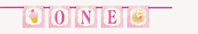 Produktbild von Girlande 1. Geburtstag pink & gold