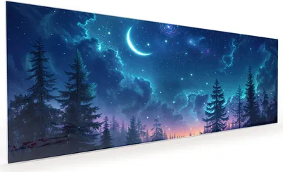 Produktbild von Küchenrückwand Spritzschutz Glas mit Motiv Nachthimmel Wald 40 x 40 cm