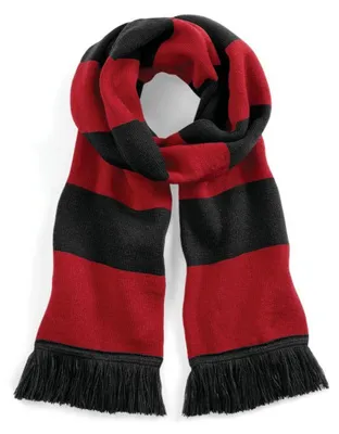 Image de Écharpe unie Beechfield, rayée, pour adultes LT750 (taille unique) (noir/rouge)