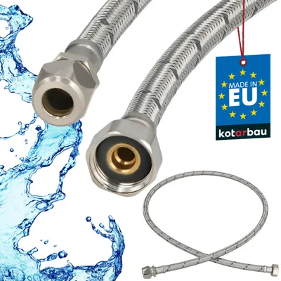 Obrázek produktu pro KOTARBAU® Flexibilní hadice Vodní hadice 120 cm Pancéřová hadice 1/2“ x 3/8“ vnější průměr x stlačovací přípojka Hadice pro armatury a sanitární zařízení Hadice pro vodovodní kohoutek