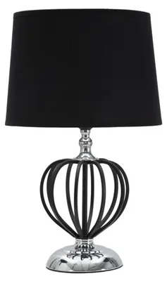 Immagine prodotto di Lampada da tavolo Darky Silver piccola in ferro nero e argento con paralume in tessuto