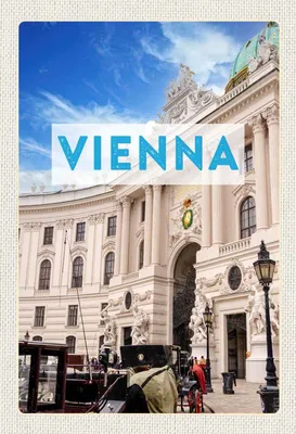 Produktbild von vianmo Holzschild 30x20 cm Wien Österreich Architektur Bildmotiv Reisemotiv Abenteuer Reisen