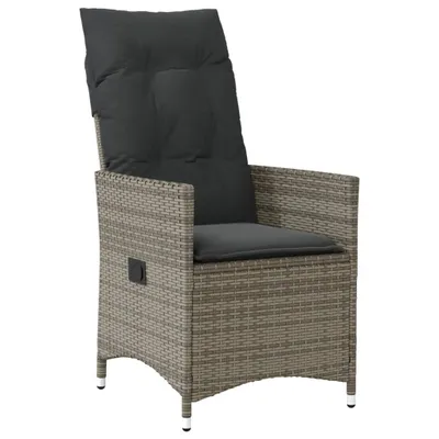 Produktbild von vidaXL Gartensessel Verstellbar mit Kissen Grau Poly Rattan