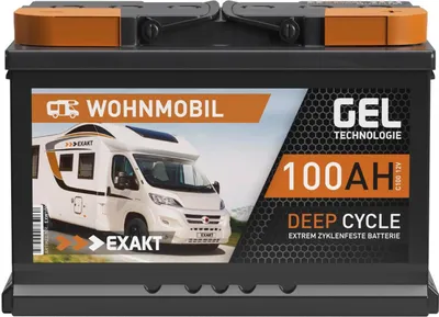 Produktbild von Exakt Wohnmobil Boot Solar USV Versorgungsbatterie GEL 12V 100Ah Blei 278mm x 175mm x 190mm sofort einsatzbereit, flexibel einbaubar